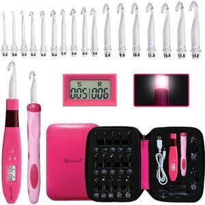New 17 Size Counting Crochet Hooks Set, Light Up Crochet Hooks for Stitch